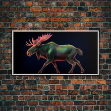 Carregar imagem no visualizador da galeria, Abstract Moose Wall Art, Animal Art Print, Nature, Minimalist Wall Art, Panoramic Wall Decor, Canvas Print, Wall Art, Framed Canvas Art