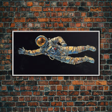 Load image into Gallery viewer, Astronaut Wall Decor, Space Suit Wall Art, Minimalist Wall Art, Panoramic Wall Decor, Canvas Print, Wall Art, Framed Canvas Art