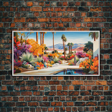 Load image into Gallery viewer, Desert Landscape Wall Art, Mountains Wall Print, Palm Trees Art, Panoramic Art, Wall Art, Canvas Art, Landscape Art, Modern House Art