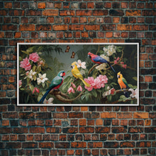 Cargar imagen en el visor de la galería, Flowers Wall Art, Animal Wall Art, Bird Art Print, Parrot Painting, Panoramic Art, Wall Art, Canvas Art, Landscape Art, Client Gift, Office