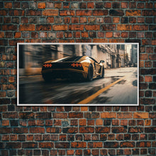 Cargar imagen en el visor de la galería, Cool Supercar Art, Framed Canvas Print, Cyberpunk Sportscar Painting, Futuristic Supercar Painting, Man Cave Decor, Gift For Him, Car Guy