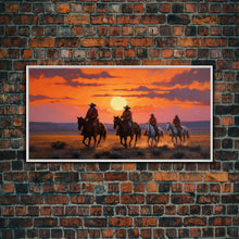 Load image into Gallery viewer, Cowboy Art, Horse Art, Western Wall Art, Panoramic Art, Wall Art, Canvas Art, Landscape Art, Western Wall Decor, First Home Gift, RV Decor