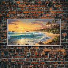 Load image into Gallery viewer, Beach Wall Art, Tropical Art Print, Palm Trees Wall Art, Panoramic Art, Wall Art, Canvas Art, Landscape Art, Landscape Print, Travel Print