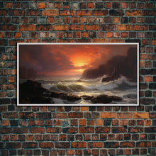 Load image into Gallery viewer, Beautiful Seascape Painting Canvas Print, Landscape Oil Painting, Minimalist Modern Art, Canvas Painting, Framed Wall Art Print