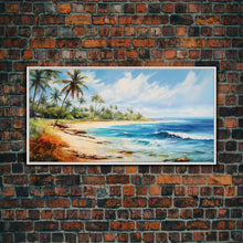 Load image into Gallery viewer, Palm Tree Beach Print, Beach Art, Framed Canvas Art, Original Beach Painting, Palm Tree Poster, Landscape Painting, Tropical Decor