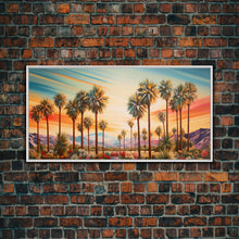 Load image into Gallery viewer, Desert Landscape, Palm Tree Wall Art, Sunset Wall Print, Panoramic Art, Wall Art, Canvas Art, Landscape Art, Thank You Gift, Home Décor