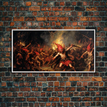 Carregar imagem no visualizador da galeria, A Scene From Hell, Demonic Art, Framed Canvas Print, Halloween Decor, Halloween Art Print, Gothic Victorian Oil Painting