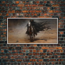 Load image into Gallery viewer, Death Rides A Pale Horse, Framed Canvas Print, Cowboy Grim Reaper, Spooky Halloween Art Print