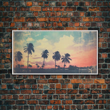 Load image into Gallery viewer, Distressed Old Photo Of Miami Beaches In the 1980s - Framed Canvas Print - Photography Print - Vaporwave Aesthetic Wall Art