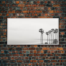 Load image into Gallery viewer, Black And White Miami Rain Storm, Framed Canvas Print, Liminal Art, Liminal Spaces, Framed Wall Art, Office Decor, Dark Moody Art