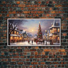 Cargar imagen en el visor de la galería, Christmas Tree In The Town Square - Winter Art - Christmas Gift Idea - Framed Canvas Print - Winter Wall Decor, Winter Print Christmas Decor