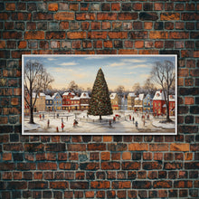 Cargar imagen en el visor de la galería, Christmas Tree In Town Square Framed Christmas Wall Art - Framed Christmas Art - Canvas Art - St. Nicholas - Winter Wonderland Centerpiece