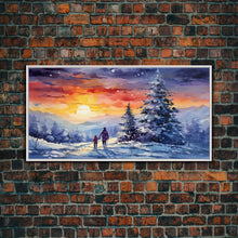 Carregar imagem no visualizador da galeria, A Christmas Day Hike - Winter Wonderland Framed Canvas Print - Christmas Decor - Christmas Oil Painting - Holiday Wall Art Painting