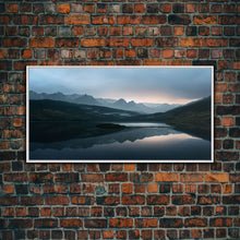 Carregar imagem no visualizador da galeria, Calm Reflection Of A Lake and Mountains, ready to hang canvas print wall art, Lakehouse Cabin Wall Decor