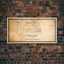 Load image into Gallery viewer, Distressed Chicago map print poster or framed canvas, Illinois road map print poster canvas, Chicago city map print poster canvas