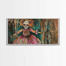 Load image into Gallery viewer, Creepy Doll Wall Art, Framed Canvas Print, Spooky Season Spooky Vibes Wall Art, Halloween Decor