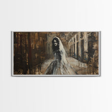 Carregar imagem no visualizador da galeria, Ghostly Bride, Haunted Wedding, Framed Canvas Print, Spooky Wall Art, Halloween Decor