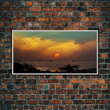 Carregar imagem no visualizador da galeria, Canvas Print, Tropical sunset over the ocean, beach art, island life, living room wall art, guest room wall art