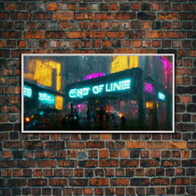 Load image into Gallery viewer, End Of Line, Cyberpunk Subway Art, Dystopian Cyber Punk City, Canvas Print, Bladerunner vibes art, cool wall art, night city