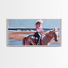 Load image into Gallery viewer, Cowboy Riding Bucking Horse, High Energy Framed Canvas Print, Perfect for Western Living Room Art, Bedroom Decor, Rustic Home Wall Art
