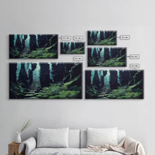 Cargar imagen en el visor de la galería, Fantasy Forest with Temple Steps, Wall Decor, Ready To Hang Framed Canvas Print, Oversize Wall Art