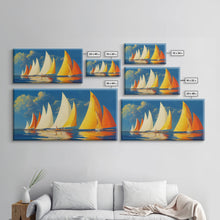 Load image into Gallery viewer, Art Deco Sailboats, Sailing Art, Sailing on the open sea, Wall Decor, Ready To Hang Framed Canvas Print, Oversize Wall Art