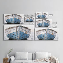 Load image into Gallery viewer, Boho Style Nautical Decor, Minimalist Art, Framed Canvas Print, Photograph Of An Old Wooden Ship, Beachhouse Decor, Wood Boat, Gift For Him
