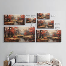 Carregar imagem no visualizador da galeria, Fall Decor Framed Canvas Print | Trees With Falling Leaves | Fall Wedding Decor | Fall Home Decor | Fall Wall Decor | Rustic Fall Decor