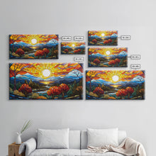 Cargar imagen en el visor de la galería, Stained Glass Wall Art, Abstract Wall Print, Sunset Art, Canvas Print, Wall Hanging, Panoramic Art, Bookshelf Decor, New Home Gift Ideas