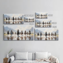 Load image into Gallery viewer, Cowboy Art Print, Western Wall Art, Horse Wall Art, Canvas Print, Wall Hanging, Panoramic Art, Ranch Decor, Western Art, College Dorm Decor