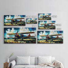 Carregar imagem no visualizador da galeria, Aeroplane Art, Antique Airplane Painting Canvas Print, Framed Canvas Art, Above Sofa Art, Gift for RC Plane Pilot, Retro Plane Art