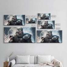 Load image into Gallery viewer, Thor Art, God of Thunder, Framed Canvas Print, Norse Mythology Art, Fantasy Art