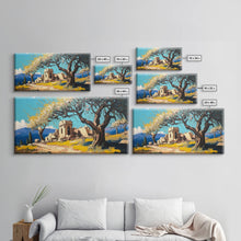 Load image into Gallery viewer, Ancient Roman Ruins, Framed Canvas Print, Old World Art, Olive Tree Amongst The Ruins, Living Room Decor