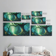 Load image into Gallery viewer, Beautiful magical fairy forest, Framed canvas print, Fantasy forest wall art Enchanted forest, Fantasy Home Decor