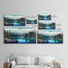Load image into Gallery viewer, Blue Lake Art | Framed Canvas Print | Blue Lake Painting | Oregon Lake House Decor | Guest Room Landscape Painting | Trillium Lake Painting