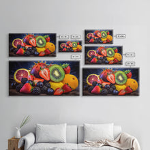 Carregar imagem no visualizador da galeria, Fruits Wall Art, Food Art, Berries, Kiwi, Orange, Kitchen Wall Decor, Panoramic Wall Decor, Canvas Print, Wall Art, Framed Canvas Art