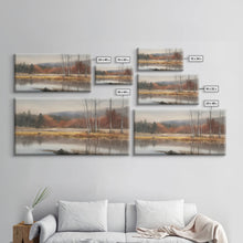 Carregar imagem no visualizador da galeria, Autumn Landscape Wall Decor, Creek Wall Art, Nature Painting Wall Decor, Panoramic Wall Decor, Canvas Print, Wall Art, Framed Canvas Art
