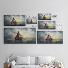 Carregar imagem no visualizador da galeria, Abstract Sailboat Wall Decor, Ocean Wall Art, Seascape, Storm Wall Decor, Panoramic Wall Decor, Canvas Print, Wall Art, Framed Canvas Art