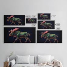 Carregar imagem no visualizador da galeria, Abstract Moose Wall Art, Animal Art Print, Nature, Minimalist Wall Art, Panoramic Wall Decor, Canvas Print, Wall Art, Framed Canvas Art