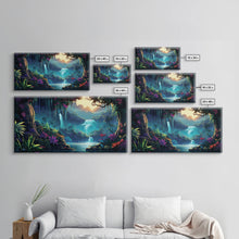 Carregar imagem no visualizador da galeria, Fantasy Forest Wall Art, Waterfalls, Forest Wall Art, Trees Wall Print, Panoramic Art, Wall Art, Canvas Art, Landscape Art, Gaming Wall Art