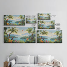 Load image into Gallery viewer, Animal Wall Art, Bird Art Print, Wall Hanging, Parrot Painting, Tropical Wall Art, Panoramic Art, Wall Art, Canvas Art, Landscape Art