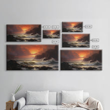 Load image into Gallery viewer, Beautiful Seascape Painting Canvas Print, Landscape Oil Painting, Minimalist Modern Art, Canvas Painting, Framed Wall Art Print