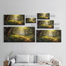 Cargar imagen en el visor de la galería, Forest Wall Art, Trees Art Print, Enchanted Forest, Panoramic Art, Wall Art, Canvas Art, Landscape Art Print, Game Room Décor, Cozy Gift