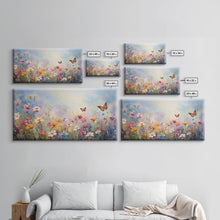 Carregar imagem no visualizador da galeria, Butterflies Wall Art, Wildflower Meadow, Panoramic Art, Wall Art, Canvas Art, Landscape Art, Spring Meadow Print, Wife Gift, Boho Wall Art