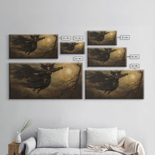 Cargar imagen en el visor de la galería, Cool Witch Art, The Flying Witch, Framed Canvas Print, Halloween Wall Art, Horror Prints, Halloween Decoration, Witch Print, Halloween Witch