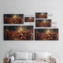 Carregar imagem no visualizador da galeria, A Scene From Hell, Demonic Art, Framed Canvas Print, Halloween Decor, Halloween Art Print, Gothic Victorian Oil Painting