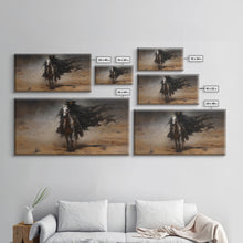 Load image into Gallery viewer, Death Rides A Pale Horse, Framed Canvas Print, Cowboy Grim Reaper, Spooky Halloween Art Print