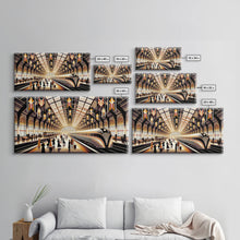 Load image into Gallery viewer, Art Deco Train Station - Retro Decor - Framed Canvas Print - Subway Art - Art Deco Pattern - Unique Retro Wall Art - Gift For Him