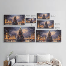 Cargar imagen en el visor de la galería, Christmas Village Winter Wonderland Wall Art Framed Canvas Print - Christmas Wall Art - First Christmas - Christmas Tree Art Holiday Decor