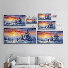 Carregar imagem no visualizador da galeria, A Christmas Day Hike - Winter Wonderland Framed Canvas Print - Christmas Decor - Christmas Oil Painting - Holiday Wall Art Painting